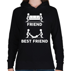 PRINTFASHION Friend - Best friend (white) - Női kapucnis pulóver - Fekete