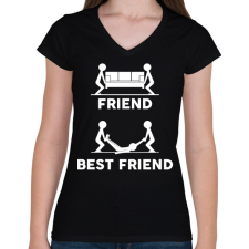 PRINTFASHION Friend - Best friend (white) - Női V-nyakú póló - Fekete női póló