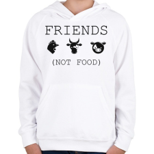 PRINTFASHION FRIENDS, NOT FOOD. - Gyerek kapucnis pulóver - Fehér gyerek pulóver, kardigán