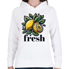 PRINTFASHION Friss citrom - Női kapucnis pulóver - Fehér