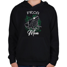 PRINTFASHION Frog Mom - Gyerek kapucnis pulóver - Fekete gyerek pulóver, kardigán