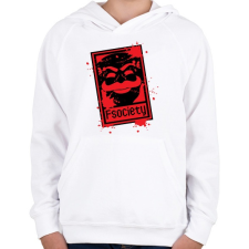 PRINTFASHION Fsociety - Gyerek kapucnis pulóver - Fehér gyerek pulóver, kardigán