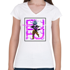 PRINTFASHION Fu minta (Dragon Ball) - Női V-nyakú póló - Fehér