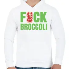 PRINTFASHION FUCK brokkoli - Férfi kapucnis pulóver - Fehér férfi pulóver, kardigán