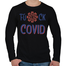 PRINTFASHION Fuck Covid - Férfi hosszú ujjú póló - Fekete