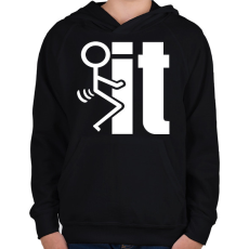 PRINTFASHION FUCK IT  - Gyerek kapucnis pulóver - Fekete