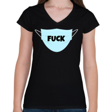 PRINTFASHION FUCK MASZK - Női V-nyakú póló - Fekete női póló