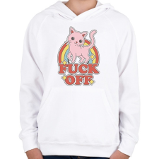 PRINTFASHION Fuck off Cica - Gyerek kapucnis pulóver - Fehér gyerek pulóver, kardigán