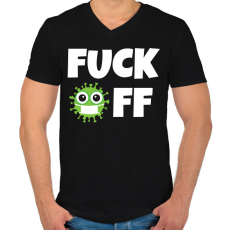PRINTFASHION FUCK OFF CORONA - Férfi V-nyakú póló - Fekete