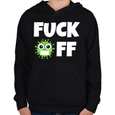 PRINTFASHION FUCK OFF CORONA - Gyerek kapucnis pulóver - Fekete gyerek pulóver, kardigán