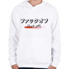PRINTFASHION Fuck off - Japán - Gyerek kapucnis pulóver - Fehér