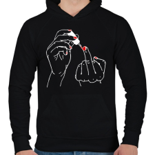 PRINTFASHION fuck off manikur - Férfi kapucnis pulóver - Fekete férfi pulóver, kardigán