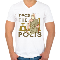 PRINTFASHION Fuck the Polis - Férfi V-nyakú póló - Fehér