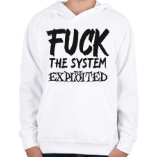 PRINTFASHION FUCK THE SYSTEM 2 - Gyerek kapucnis pulóver - Fehér gyerek pulóver, kardigán