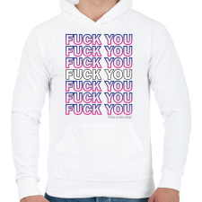 PRINTFASHION Fuck you - Férfi kapucnis pulóver - Fehér férfi pulóver, kardigán