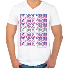 PRINTFASHION Fuck you - Férfi V-nyakú póló - Fehér