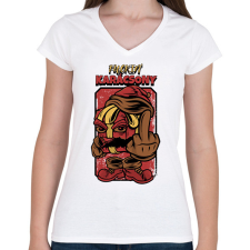 PRINTFASHION FUCKING KARÁCSONY - Női V-nyakú póló - Fehér női póló