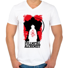 PRINTFASHION Fullmetal Alchemist - Férfi V-nyakú póló - Fehér férfi póló