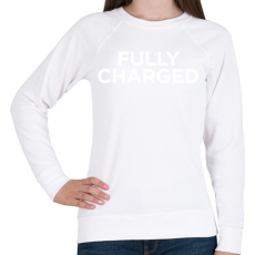 PRINTFASHION Fully Charged (white) - Női pulóver - Fehér