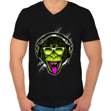 PRINTFASHION Funky majom - Férfi V-nyakú póló - Fekete férfi póló