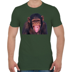 PRINTFASHION Funny Chimpanzee - Férfi póló - Katonazöld