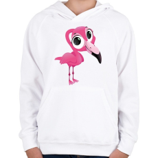 PRINTFASHION Funny Flamingo - Gyerek kapucnis pulóver - Fehér