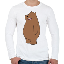 PRINTFASHION Funny Grizzly - Férfi hosszú ujjú póló - Fehér férfi póló