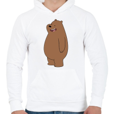 PRINTFASHION Funny Grizzly - Férfi kapucnis pulóver - Fehér férfi pulóver, kardigán