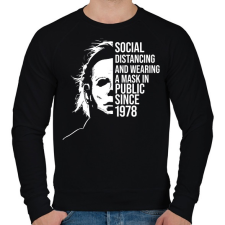 PRINTFASHION Funny Michael Myers Social Distancing - Férfi pulóver - Fekete női pulóver, kardigán