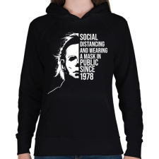 PRINTFASHION Funny Michael Myers Social Distancing - Női kapucnis pulóver - Fekete női pulóver, kardigán