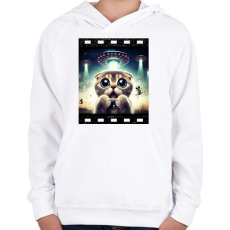 PRINTFASHION Fura cuki cica - UFÓ invázió - Gyerek kapucnis pulóver - Fehér