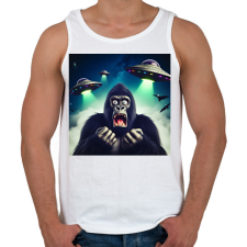 PRINTFASHION Fura cuki ijedt gorilla - Retro UFÓ invázió - Férfi atléta - Fehér atléta, trikó