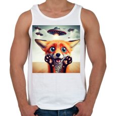 PRINTFASHION Fura cuki vicces ijedt róka - UFÓ invázió - Férfi atléta - Fehér