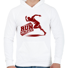 PRINTFASHION Futás  - Férfi kapucnis pulóver - Fehér férfi pulóver, kardigán