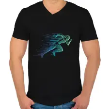 PRINTFASHION futás - Férfi V-nyakú póló - Fekete férfi póló