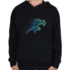 PRINTFASHION futás - Gyerek kapucnis pulóver - Fekete