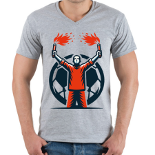 PRINTFASHION Futball szurkoló - Férfi V-nyakú póló - Sport szürke férfi póló