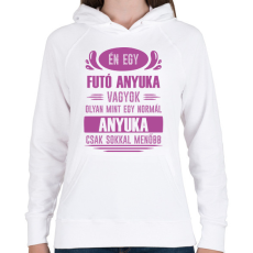 PRINTFASHION Futó anyuka - Női kapucnis pulóver - Fehér