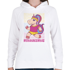 PRINTFASHION Futó unikornis - Női kapucnis pulóver - Fehér