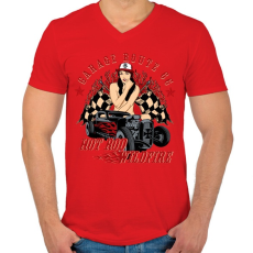 PRINTFASHION Futótűz - Férfi V-nyakú póló - Piros
