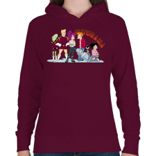 PRINTFASHION Futurama - Női kapucnis pulóver - Bordó női pulóver, kardigán