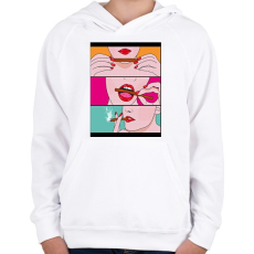 PRINTFASHION Füves csaj - Gyerek kapucnis pulóver - Fehér