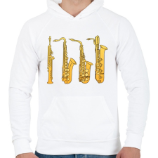 PRINTFASHION Fúvós hangszerek - Férfi kapucnis pulóver - Fehér férfi pulóver, kardigán