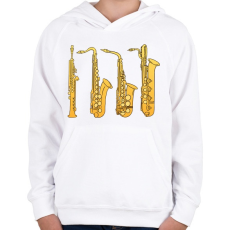 PRINTFASHION Fúvós hangszerek - Gyerek kapucnis pulóver - Fehér