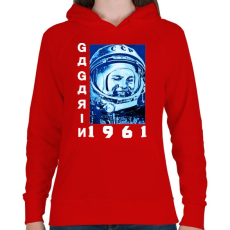 PRINTFASHION Gagarin 1961 - Női kapucnis pulóver - Piros