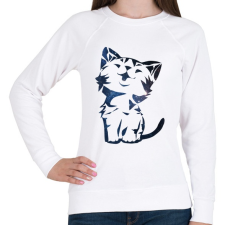 PRINTFASHION galaxis cica - Női pulóver - Fehér női pulóver, kardigán