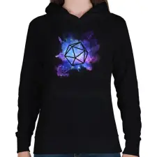 PRINTFASHION Galaxis D20 (Kicsi) - Női kapucnis pulóver - Fekete női pulóver, kardigán
