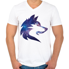 PRINTFASHION Galaxis farkas - Férfi V-nyakú póló - Fehér