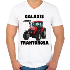 PRINTFASHION Galaxis legjobb traktoros  - Férfi V-nyakú póló - Fehér férfi póló