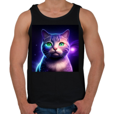 PRINTFASHION Galaxy Cat - Férfi atléta - Fekete atléta, trikó